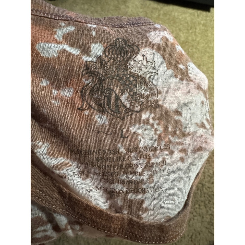 Vintage Style Eagle Crest Graphic Tank Top Brown Acid Wash Y2K Grunge Size L - Picture 5 of 5